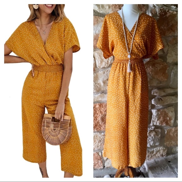 New! St. Remy Wide Leg Jumpsuit in Harvest Yellow - Picture 2 of 7